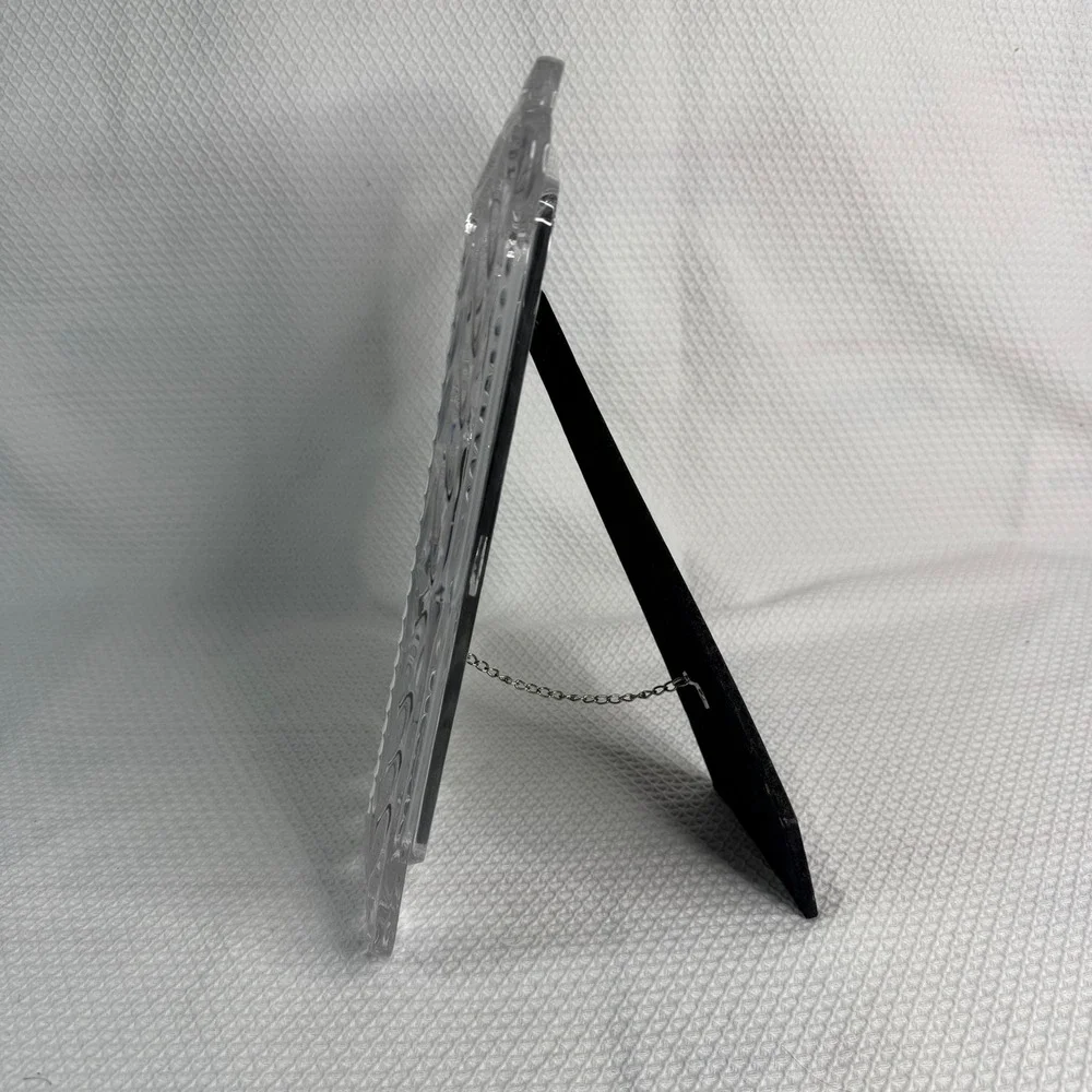 Vintage Heavy Lead Crystal 6 Opening Collage Picture Frame Scalloped Leaf 11x13